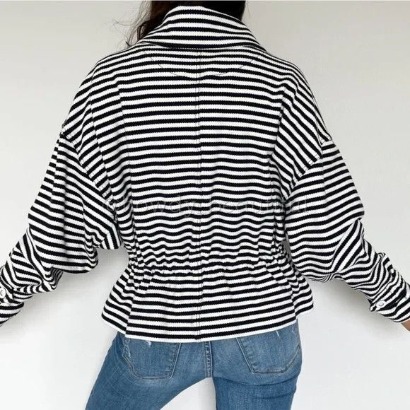 Women's Cabi Harbor Nautical Jacket in Navy Blue and White Stripes Size L - Picture 12 of 12